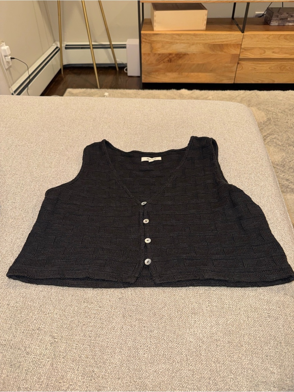 Madewell| Women’s Black Button-Front Knit Tank Top